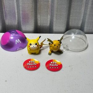 Tomy Pokemon Pikachu Raichu Figure Set with Discs and Master Ball Capsule
